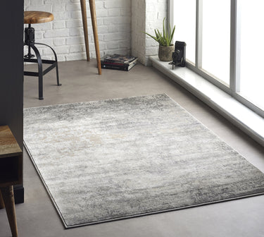 Poetic Reflection Grey Polypropylene Vintage Abstract Distressed Rug - Small 80x150 cm (2'6"x5')