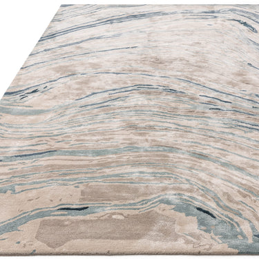 Tuscany Silk Azzuro Marble Rug Premium Hand Woven Luxury Abstract Shiny Grey Blue Rug - Medium 120x180 cm (4'x6')