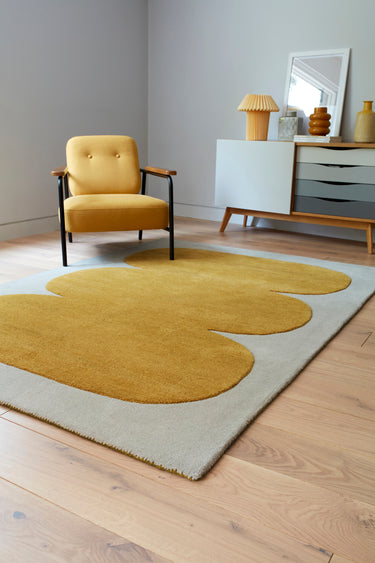 Asiatic London Canvas Sculpt Retro Tufted Yellow Handmade Wool Abstract Geometric Rug - Medium 120x170 cm (4'x5'6")