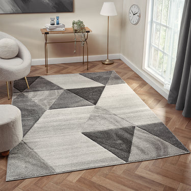 Orbit Boreal 3D Grey Abstract Geometric Textured Hallway Runner Rug - Medium 120x170 cm (4'x5'6")