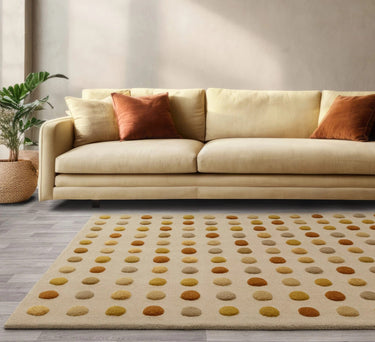 Asiatic London Dotty 3D Spotty Tufted Gold Yellow Hand-Carved Wool Viscose Cotton Rug - Medium 120x170 cm (4'x5'6")