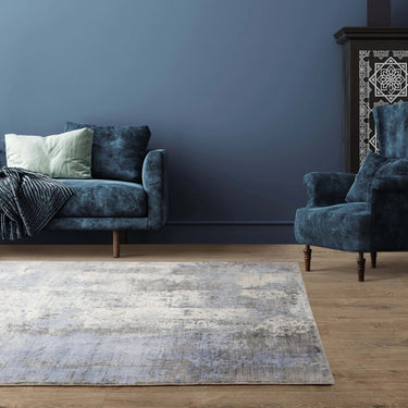 Gatsby Modern Abstract Shiny Viscose High Quality Hand Woven Navy Blue Rug - Medium 120x170 cm (4'x5'6")