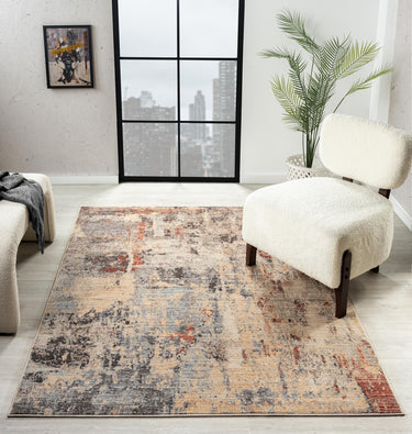 Alia 838GL Multi Short Pile Rose Polypropylene Traditional Abstract Rug - Large 160x230 cm (5'3"x7'7")
