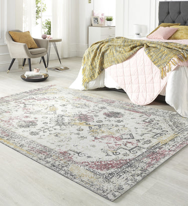 Vogue Look Pink Ochre Persian Traditional Vintage Rug - Medium 120x170 cm (4'x5'6")