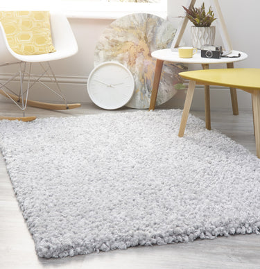 Origins Portland High Pile Super Fluffy Grey Shaggy Modern Plain Rug - X-Small 60x110 cm (2'x3'7")