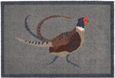 My Nylon Pattern Pheasant Blue Grey Washable Non-Slip Bordered Rug - Small 50 x 75 cm (2'x2'5")