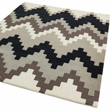 Asiatic London Matrix Cuzzo Sienna Tufted Stone Grey Wool Geometric Textured Rug 120x170 cm - Medium 120x170 cm (4'x5'6")