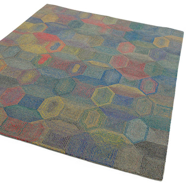 Asiatic London Camden Tufted Kaleidescope Grey Multi Coloured Wool Viscose Geometric Textured Rug - Medium 120x170 cm (4'x5'6")