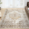 552AG Classic Cream Traditional Vintage Textured Bordered Hallway Runner Rug - Medium 120x170 cm (4'x5'6")