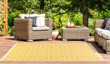 Diamond Garden Patio Picnic Travel Summer Breeze Indoor Outdoor Polypropylene Geometric Rug - Large 150x200 cm (4'11"x6'6")