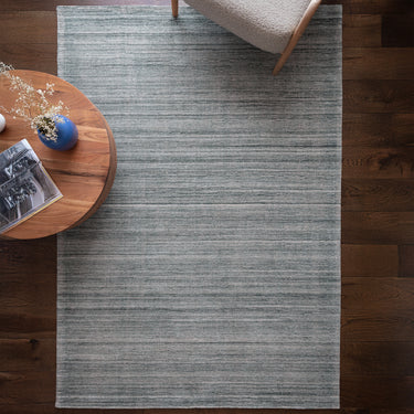 Hazy Sea Blue Tip-Sheared Finish Soft Blend Hand-Woven Wool Cotton Textured Rug - Medium 120x170 cm (4'x5'6")