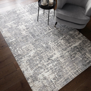 Asiatic London Stellar ST12 Silky Grey Silver Polypropylene Abstract Textured Rug - Small 80x150 cm (2'6"x5')