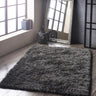 Origins Ritzy Fluffy Silky High Pile Charcoal Grey Shaggy Plain Soft Rug - Medium 120x170 cm (4'x5'6")