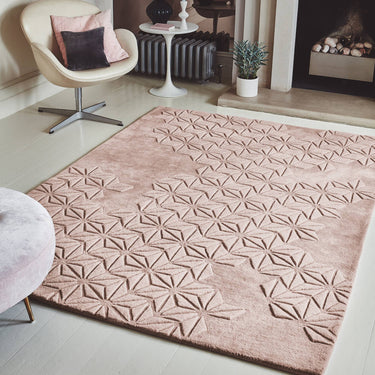 Starburst Hand Made Wool Pink Rug - Medium 120x170 cm (4'x5'6")