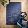 Origins Pathway Navy Blue Non-Slip Cotton Abstract Rug - Small 80 x 150 cm (2'6"x5')