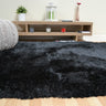 Plush Plain Shaggy High Pile Thick Silky Fluffy Soft Hand Woven Black Rug - Medium 120x170 cm (4'x5'6")