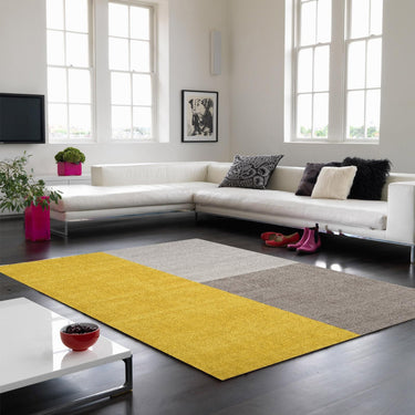 Blox Mustard Hand Made Wool Geometric Blocks Rug - Large 160x230 cm (5'3"x7'7")