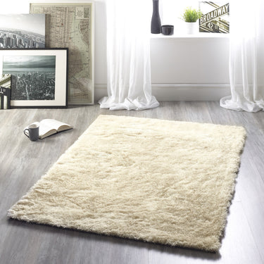 Origins Glamour/Shimmer Champagne Beige Soft Silky Shaggy Rug - Medium 120x170 cm (4'x5'6")