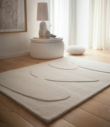 Origins Sculptured Pebble Oatmetal Tufted Beige Wool Textured Modern Rug - Medium 120x170 cm (4'x5'6")