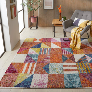Carnaval CAR102 Vibrant Multi Colours Modern Geometric Rug by Concept Looms - Small 80x150 cm (2'6"x5')