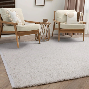 Abbus Boucle Hand Woven Flatweave Modern Plain Rug in Ivory - Medium 120x170 cm (4'x5'6")