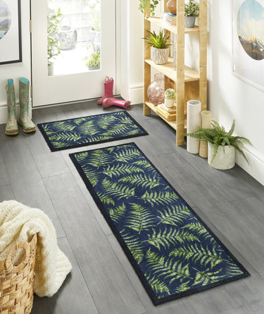 My Nylon Pattern Botanical Fern Leaves Washable Non-Slip Bordered Hallway Runner Rug - Small 50 x 75 cm (2'x2'5")