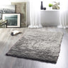 Glamour Shimmer Silver Soft Silky Handmade Shaggy Textured Rug - Small 80x150 cm (2'6"x5')
