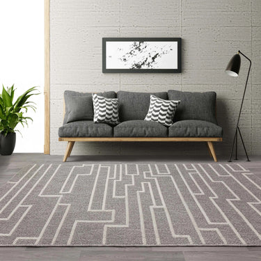 Asiatic London Camber Track Grey Abstract Geometric Flatweave Rug - Small 80x150 cm (2'6"x5')