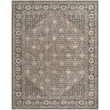 Arda Vintage Traditional Oriental Grey, Dark Green & Deep Teal Rug - Large Plus 152x225 cm (5' x 7'5'')