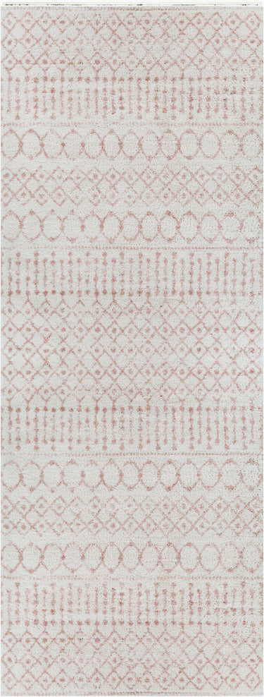 Aliyah Shag Global Plush Soft Pile Runner Shaggy Pink, Blush & Ivory Rug - Design ALH2301 - Runner 80x220 cm (2'7'' x 7'3'')