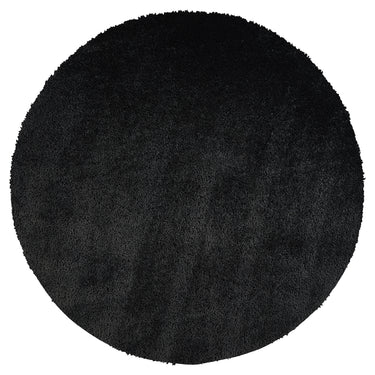 Cloudy Shaggy Solid Color Black Rug - Round 120x120 cm (3'11'' x 3'11'')