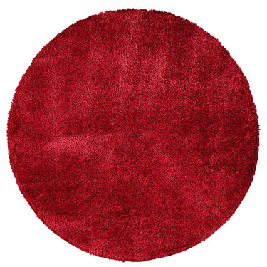 Cloudy Shaggy Solid Color Red Rug - Round 120x120 cm (3'11'' x 3'11'')