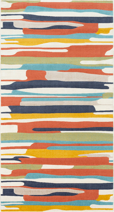 City Modern Skandi Pink, Orange & Charcoal Rug - Small 80x150 cm (2'7'' x 4'11'')
