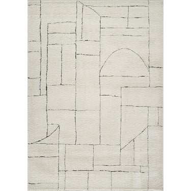 Freud Modern High Pile Skandi Black, Charcoal & Ivory Rug - Design FEU2307 - Large Plus 160x213 cm (5'3'' x 7')