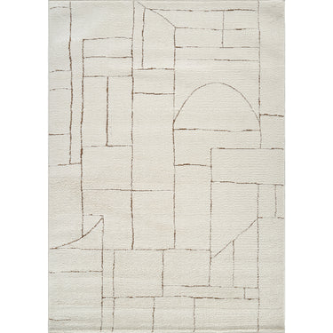 Freud Modern High Pile Skandi Brown, Ivory & Terracotta Rug - Design FEU2308 - Large Plus 160x213 cm (5'3'' x 7')