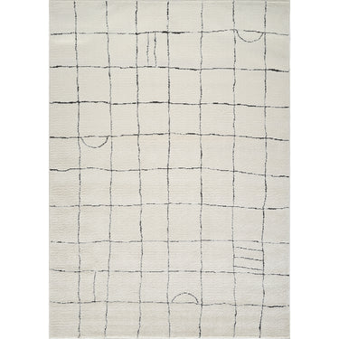 Freud Modern High Pile Skandi Black, Charcoal & Ivory Rug - Design FEU2312 - Large Plus 160x213 cm (5'3'' x 7')