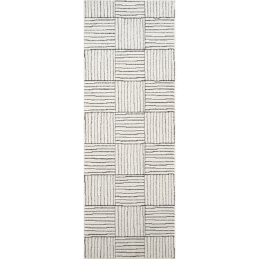 Architect I Galey Alix Modern Graphic High Pile Runner Black & Ivory Rug - Runner 80x220 cm (2'7'' x 7'3'')