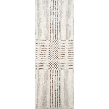Architect IV Galey Alix Modern Graphic High Pile Runner Brown & Ivory Rug - Runner 80x220 cm (2'7'' x 7'3'')