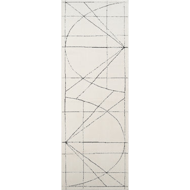 Architect V Galey Alix Modern Graphic High Pile Runner Black & Ivory Rug - Runner 80x220 cm (2'7'' x 7'3'')