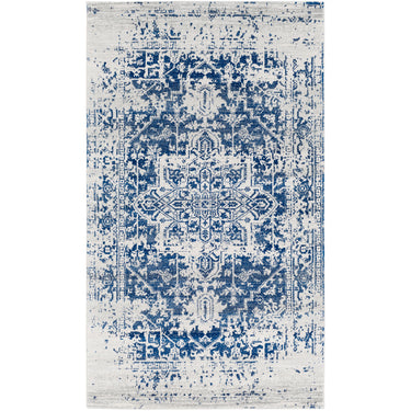 Harput Vintage Traditional Boho Oriental Blue, Navy & Medium Gray Rug - Small 80x150 cm (2'7'' x 4'11'')