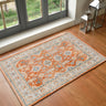 Lillian Traditional Washable Vintage Oriental Orange, Gray & Oatmeal Rug - Design LLL2324