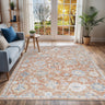 Lillian Traditional Washable Vintage Oriental Orange, Light Grey & Ivory Rug