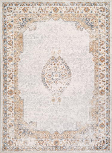 Lillian Traditional Washable Vintage Oriental Multicolour, Gray & Oatmeal Rug - Large Plus 160x213 cm (5'3'' x 7')