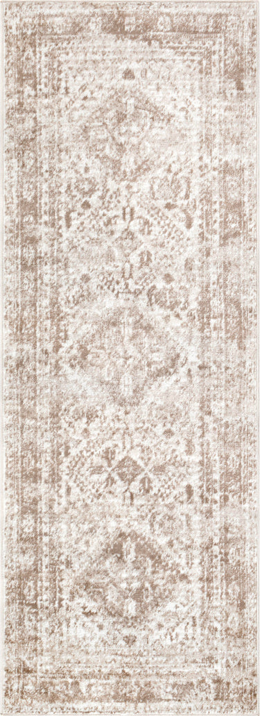 Monte Carlo Vintage Traditional Boho Oriental Ivory & Light Brown Rug - Runner 80x220 cm (2'7'' x 7'3'')