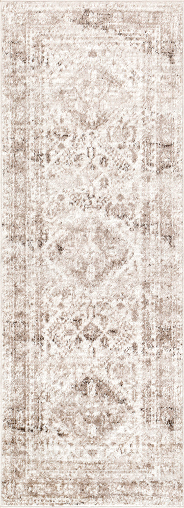 Monte Carlo Vintage Traditional Boho Oriental Brown & Ivory Rug - Runner 80x220 cm (2'7'' x 7'3'')