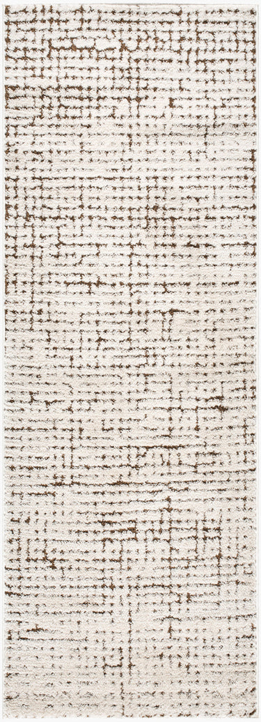 Cascade Our Pnw Home Modern High Pile Runner Skandi White, Ivory & Brown Rug - Runner 80x220 cm (2'7'' x 7'3'')