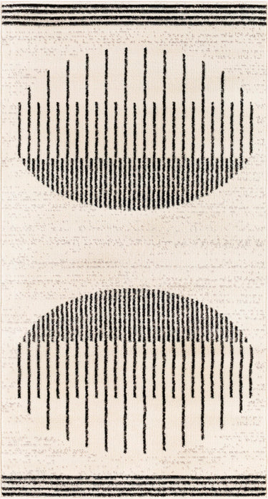 Pisa Geometric Modern Skandi Grey, Black & Off-White Rug - Small 80x150 cm (2'7'' x 4'11'')