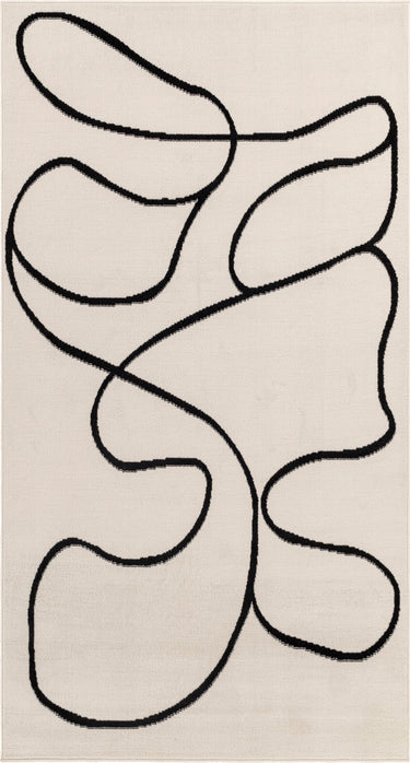 Pisa Modern Skandi Neutral, Off-White & Black Rug - Design PSS2354 - Small 80x150 cm (2'7'' x 4'11'')
