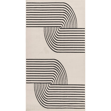 Pisa Modern Skandi Neutral, Off-White & Black Rug - Design PSS2355 - Small 80x150 cm (2'7'' x 4'11'')