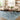 Thistle Floral Washable Modern Blue, White & Green Rug